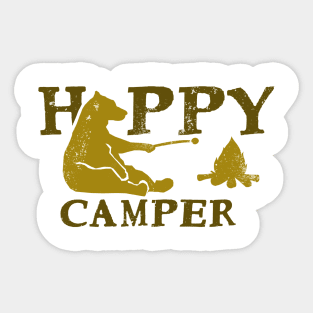 'Happy Camper Bear' Funny Bear Bonfire Gift Sticker